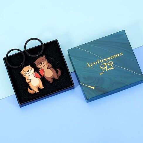 2 PCS Otter Keychain ، هدايا أعياد الميلاد لعشاق Otter ، وسلاسل المفاتيح المطابقة للأزواج ، وأشجار سلة عيد الفصح للبالغين ، هدايا زفاف الذكرى الأولى للزوجة زوجة زوجة صديقها عيد الحب in Saudi Arabia