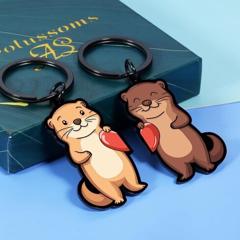 2 PCS Otter Keychain ، هدايا أعياد الميلاد لعشاق Otter ، وسلاسل المفاتيح المطابقة للأزواج ، وأشجار سلة عيد الفصح للبالغين ، هدايا زفاف الذكرى الأولى للزوجة زوجة زوجة صديقها عيد الحب in Saudi Arabia