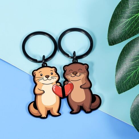 2 PCS Otter Keychain ، هدايا أعياد الميلاد لعشاق Otter ، وسلاسل المفاتيح المطابقة للأزواج ، وأشجار سلة عيد الفصح للبالغين ، هدايا زفاف الذكرى الأولى للزوجة زوجة زوجة صديقها عيد الحب in Saudi Arabia