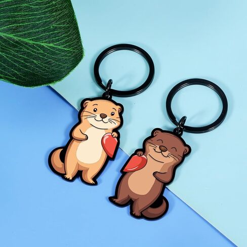 2 PCS Otter Keychain ، هدايا أعياد الميلاد لعشاق Otter ، وسلاسل المفاتيح المطابقة للأزواج ، وأشجار سلة عيد الفصح للبالغين ، هدايا زفاف الذكرى الأولى للزوجة زوجة زوجة صديقها عيد الحب in Saudi Arabia