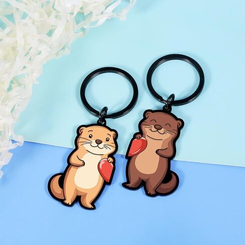 2 PCS Otter Keychain ، هدايا أعياد الميلاد لعشاق Otter ، وسلاسل المفاتيح المطابقة للأزواج ، وأشجار سلة عيد الفصح للبالغين ، هدايا زفاف الذكرى الأولى للزوجة زوجة زوجة صديقها عيد الحب in Saudi Arabia