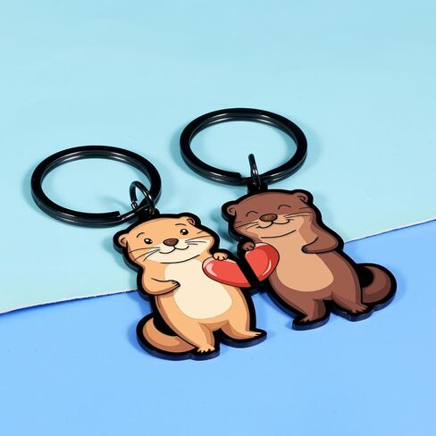 2 PCS Otter Keychain ، هدايا أعياد الميلاد لعشاق Otter ، وسلاسل المفاتيح المطابقة للأزواج ، وأشجار سلة عيد الفصح للبالغين ، هدايا زفاف الذكرى الأولى للزوجة زوجة زوجة صديقها عيد الحب in Saudi Arabia