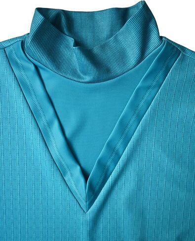 Men Blue Sleeve Blocky Costume Classic Style Pullover Semi-high V-neck Collar Shirts for Adult Men in Saudi Arabia