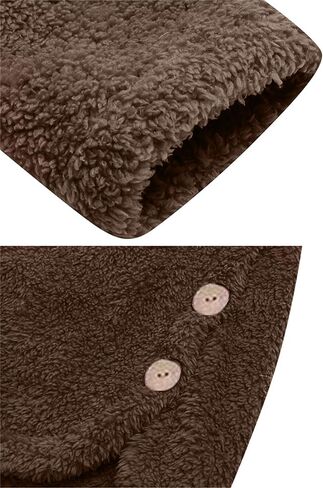 YMING Women Plush Fleece Jacket Cat Ear Long Sleeve Cap Hooded Tops Plus Size Button Winter Warm Outwear Coat in Saudi Arabia