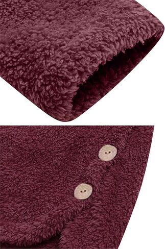 YMING Women Plush Fleece Jacket Cat Ear Long Sleeve Cap Hooded Tops Plus Size Button Winter Warm Outwear Coat in Saudi Arabia
