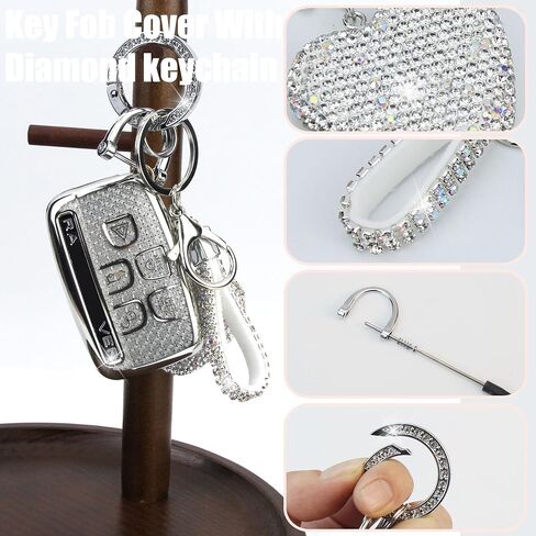 Key Fob Cover with Keychain Fit for Land Rover Car Key Holder Compatible with Range Rover Evoque Sport Velar Land Rover Discovery Jaguar F-Pace F-Type XE XEL XF XFL XJ, 5 Buttons (Silver) in Kuwait