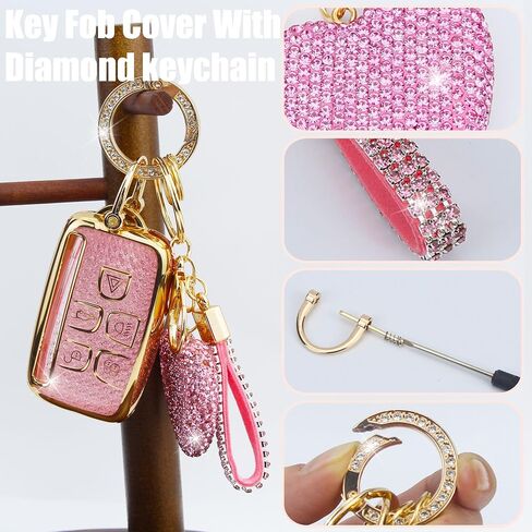 Key Fob Cover with Keychain Fit for Land Rover Car Key Holder Compatible with Range Rover Evoque Sport Velar Land Rover Discovery Jaguar F-Pace F-Type XE XEL XF XFL XJ, 5 Buttons (Silver) in Kuwait