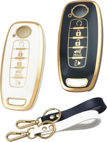 2PCS TPU COOVE SMART KEY FOB لعام 2024 2023 NISSAN ROGUE PATHFINDER (أبيض (أ)/أسود (أ)) in Saudi Arabia