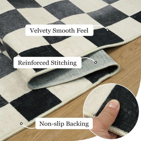 Seavish Ombre Checkered Rug, 8x10 Black and White Rugs for Living Room, Low Pile Soft Bedroom Rug Under Bed Non-Slip Large Checkerboard Modern Neutral Area Rug for Dining Room Playroom in Saudi Arabia