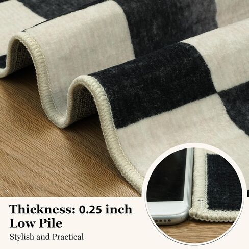 Seavish Ombre Checkered Rug, 8x10 Black and White Rugs for Living Room, Low Pile Soft Bedroom Rug Under Bed Non-Slip Large Checkerboard Modern Neutral Area Rug for Dining Room Playroom in Saudi Arabia