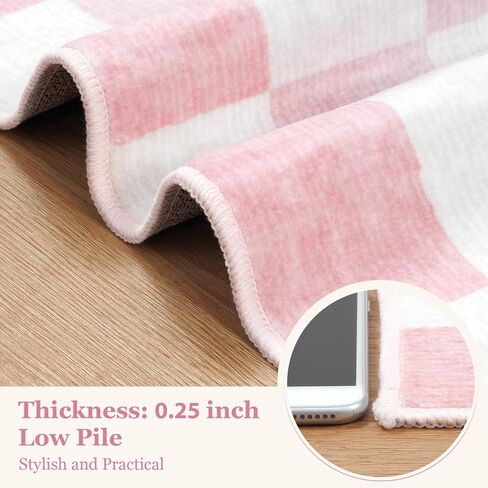 Seavish Ombre Checkered Rug, 8x10 Black and White Rugs for Living Room, Low Pile Soft Bedroom Rug Under Bed Non-Slip Large Checkerboard Modern Neutral Area Rug for Dining Room Playroom in Kuwait