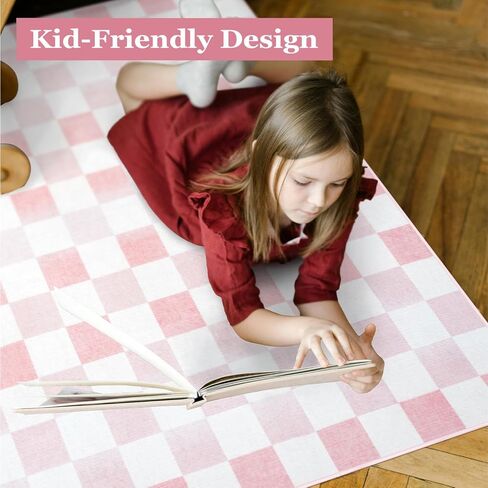 Seavish Ombre Checkered Rug, 8x10 Black and White Rugs for Living Room, Low Pile Soft Bedroom Rug Under Bed Non-Slip Large Checkerboard Modern Neutral Area Rug for Dining Room Playroom in Kuwait