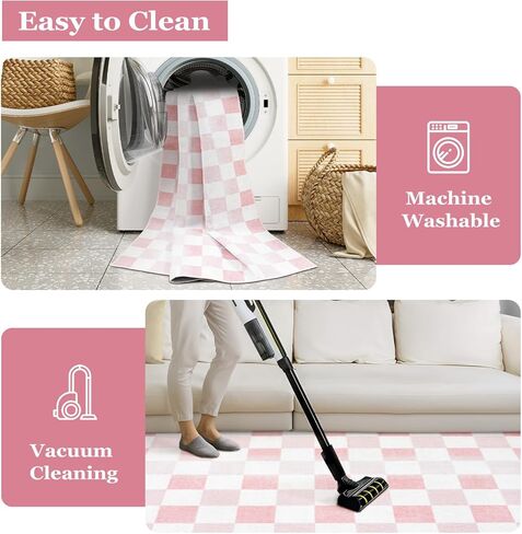 Seavish Ombre Checkered Rug, 8x10 Black and White Rugs for Living Room, Low Pile Soft Bedroom Rug Under Bed Non-Slip Large Checkerboard Modern Neutral Area Rug for Dining Room Playroom in Kuwait