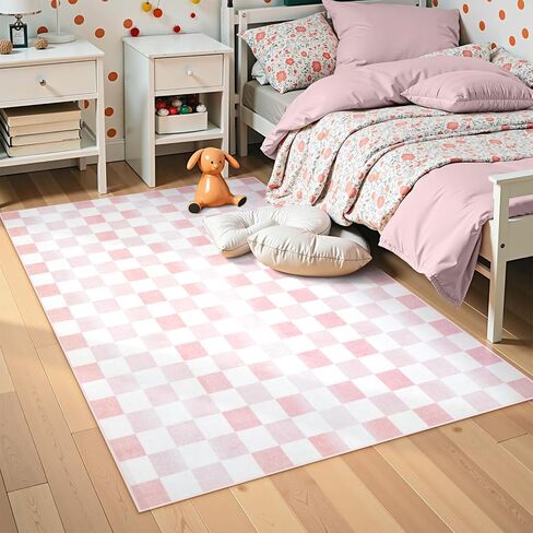 Seavish Ombre Checkered Rug, 8x10 Black and White Rugs for Living Room, Low Pile Soft Bedroom Rug Under Bed Non-Slip Large Checkerboard Modern Neutral Area Rug for Dining Room Playroom in Kuwait