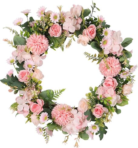 15 Inches Artificial Pomegranate Berry Wreath for Front Door Green Eucalyptus Leaf Wreath Spring Summer Wreaths for Home Wall Wedding Festival Farmhouse Porch in Saudi Arabia