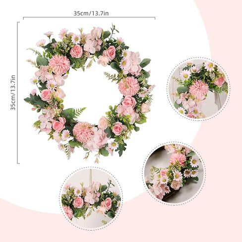 15 Inches Artificial Pomegranate Berry Wreath for Front Door Green Eucalyptus Leaf Wreath Spring Summer Wreaths for Home Wall Wedding Festival Farmhouse Porch in Saudi Arabia