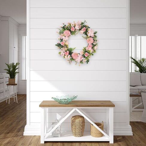 15 Inches Artificial Pomegranate Berry Wreath for Front Door Green Eucalyptus Leaf Wreath Spring Summer Wreaths for Home Wall Wedding Festival Farmhouse Porch in Saudi Arabia