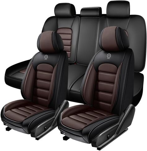 5 Seat Covers for Scion xD 2011-2014,Premium Nappa Leather Car Seat Covers Car Seat Cushions,Waterproof Soft Seat Covers for Cars,Interior Accessories Airbag Compatible（Standard-Black&Coffee） in Saudi Arabia