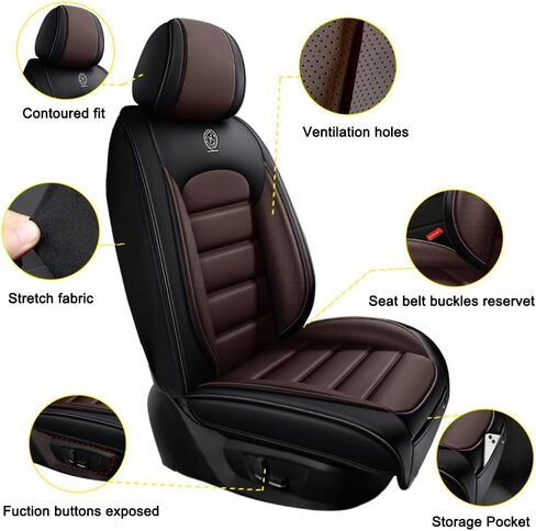 5 Seat Covers for Scion xD 2011-2014,Premium Nappa Leather Car Seat Covers Car Seat Cushions,Waterproof Soft Seat Covers for Cars,Interior Accessories Airbag Compatible（Standard-Black&Coffee） in Saudi Arabia