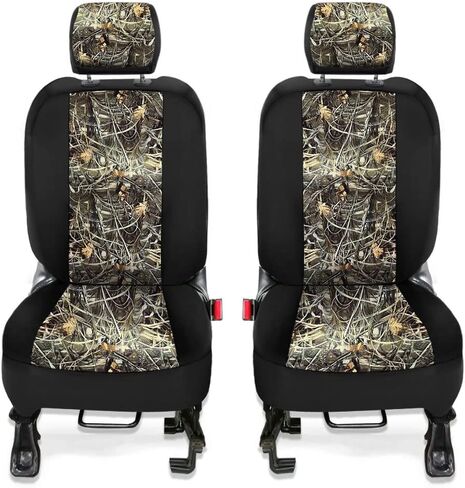 CarsCover Custom Fit 2011-2018 Jeep Wrangler Unlimited 4dr JK Wetsuit Neoprene Car SUV Wagon Front Seat Covers Camo and Black Sides Driver & Passenger Real Maple Forest Tree Leaf Camouflage Cover in Saudi Arabia