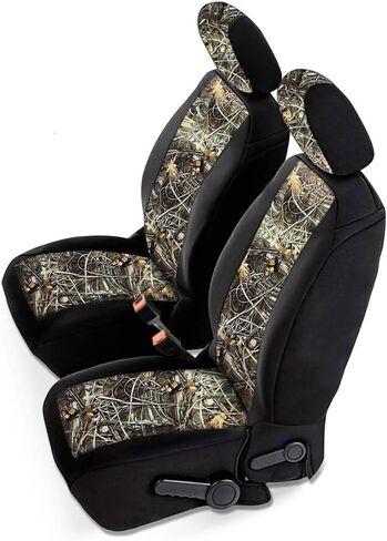 CarsCover Custom Fit 2011-2018 Jeep Wrangler Unlimited 4dr JK Wetsuit Neoprene Car SUV Wagon Front Seat Covers Camo and Black Sides Driver & Passenger Real Maple Forest Tree Leaf Camouflage Cover in Saudi Arabia