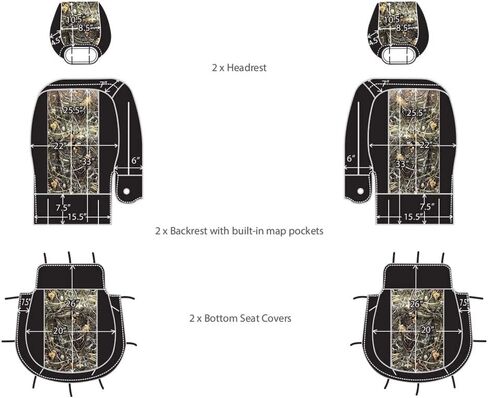 CarsCover Custom Fit 2011-2018 Jeep Wrangler Unlimited 4dr JK Wetsuit Neoprene Car SUV Wagon Front Seat Covers Camo and Black Sides Driver & Passenger Real Maple Forest Tree Leaf Camouflage Cover in Saudi Arabia