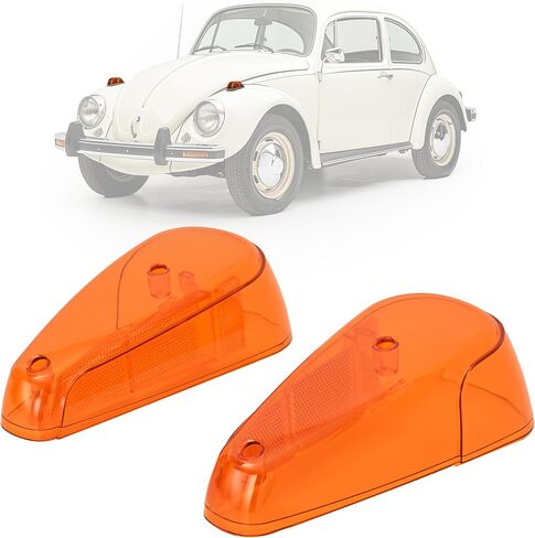زوج Hecasa انعطاف العدسة الإشارة ضوء متوافقة مع 1970-1979 VW Bug Volkswagen Super Beetle Thing Front Turn Lamp Lens Amber Plastic (PC) - Driver & Passenger Side in Saudi Arabia