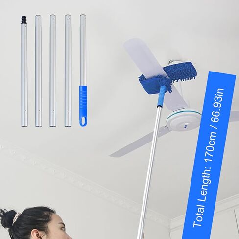Shkalacar Ceiling Fan Cleaner Duster, RV Awning Mop with Bendable Pad Extension Pole, Circle Shape Microfiber Reusable Duster & Flexible Brush for Cleaning Home Camper Trailer Truck in Saudi Arabia