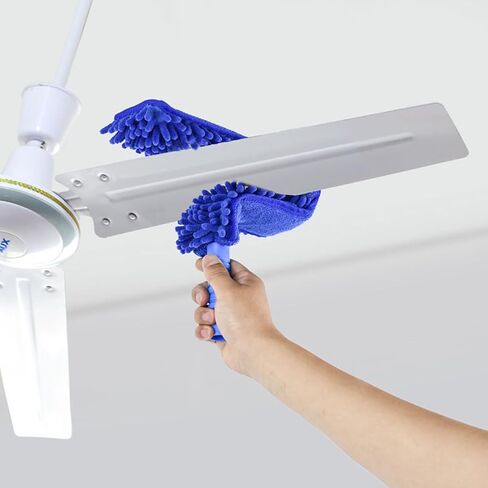 Shkalacar Ceiling Fan Cleaner Duster, RV Awning Mop with Bendable Pad Extension Pole, Circle Shape Microfiber Reusable Duster & Flexible Brush for Cleaning Home Camper Trailer Truck in Saudi Arabia