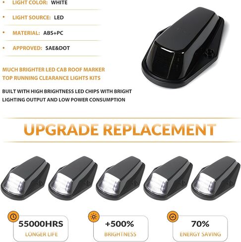 LED CAB ROOP TOP TOP MARKER LIGHTANCE مصابيح تشغيل Ford F150 F250 F350 1973-1997 F Series Super Duty Pickup Trucks (Clear Len Amber Light) in Kuwait