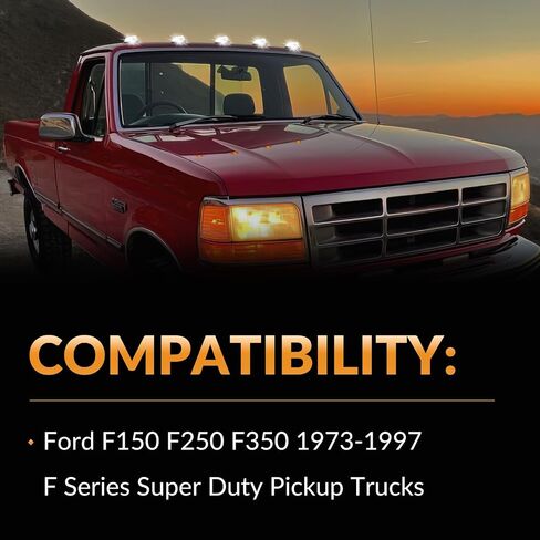LED CAB ROOP TOP TOP MARKER LIGHTANCE مصابيح تشغيل Ford F150 F250 F350 1973-1997 F Series Super Duty Pickup Trucks (Clear Len Amber Light) in Kuwait