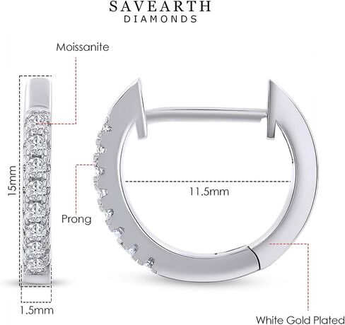 18K الذهب مطلي بالموسانيت Mini Huggie أقراط للنساء | 1.3mm moissanite diamond tiny Charilage Huggie Hoop أقراط | هدايا المجوهرات لها (0.16 CTTW) in Saudi Arabia