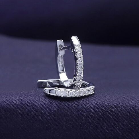 18K الذهب مطلي بالموسانيت Mini Huggie أقراط للنساء | 1.3mm moissanite diamond tiny Charilage Huggie Hoop أقراط | هدايا المجوهرات لها (0.16 CTTW) in Saudi Arabia