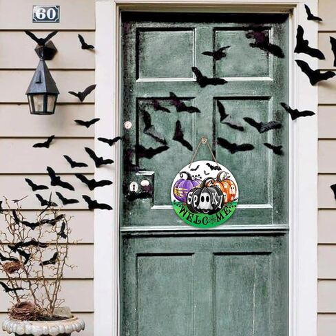 Deroro Purple Halloween Moon Phase Witch Front Door Sign, Solar Eclipse Butterfly Be The Energy Wood Door Hanger Outdoor Outside Porch Decor, Astronomy Wooden Wreath Indoor Wall Hanging Decoration in Kuwait