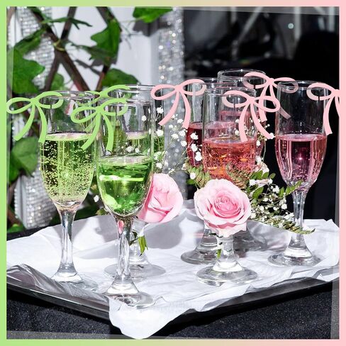 50 Pcs Black Bows Drink Tags Coquette Bow Wine Glass Charms Acrylic Bowknot Drink Tag for Bachelorette Bows Birthday Wedding Coquette Tasting Party Decor Accessory in Saudi Arabia