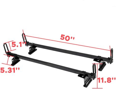 رفوف شاحنات الشحن ، رفوف سلم فان سقف 50 "تناسب Transit Connect 2014-On 2 Bars Steel (Black) in Saudi Arabia