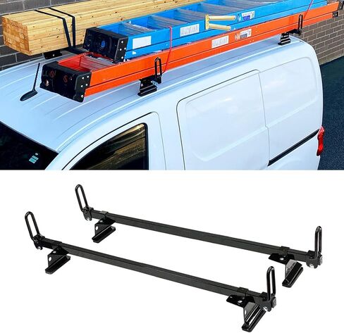 رفوف شاحنات الشحن ، رفوف سلم فان سقف 50 "تناسب Transit Connect 2014-On 2 Bars Steel (Black) in Saudi Arabia
