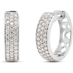 SAVEARTH DIAMONDS 1 1/4 Cttw Round Cut Lab Created Moissanite Diamond Triple Row Huggie Hoop Earrings In 14K Gold Over Sterling Silver Jewelry For Women (VVS1 Clarity, 1.25 Cttw) in Saudi Arabia