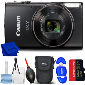 Canon Compact Digital Camera IXY650 (Black) (ELPH 360) Bundle Includes: 64GB Micro Extreme PRO, Starting Cleaning Kit, High Speed Micro SD & Much More (7PC Accessory Bundle) (Renewed) in Kuwait