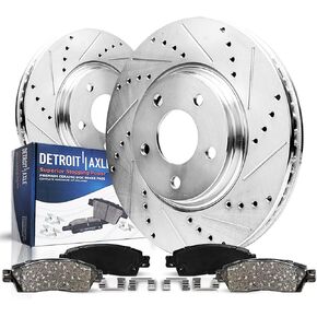 Detroit Axle - Front Brake Kit for 97-01 Lexus ES300 Toyota Camry 98-04 Avalon 99-03 Solara Drilled & Slotted Disc Brake Rotors Ceramic Brakes Pads 1999 2000 2001 Replacement in Kuwait