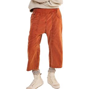 LifeShe Cropped Corduroy Pants Women Casual Elastic Waist Pant Loose Comfy Harem Trouser with Pockets in Saudi Arabia