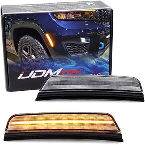 IJdmtoy Black-Out Lens Smoked Lens 36-Smd White White LED Full LED Mort Pront Marker Light Kit متوافق مع Jeep 2021-Up Grand Cherokee ، استبدل العلامات الجانبية الأمامية OEM Amber in Kuwait