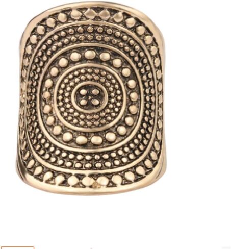 HUKQBUNX 18K Pure Gold Men's and Women's Universal Carved Flower Pattern Shield Domineering Retro Fashion Birthday Party Wedding top Dusk Ring Size 7-10 (Size 7) in Saudi Arabia