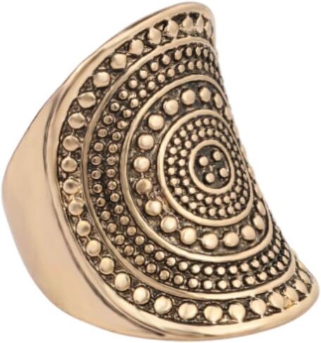 HUKQBUNX 18K Pure Gold Men's and Women's Universal Carved Flower Pattern Shield Domineering Retro Fashion Birthday Party Wedding top Dusk Ring Size 7-10 (Size 7) in Saudi Arabia