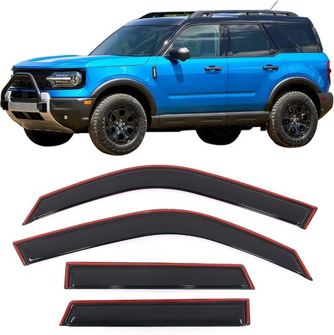 IKON MOTORSPORTS in Channel Window Visors Compatible with 2021-2025 Ford Bronco Sport, Slim Style Acrylic Smoke Rain Guards, Side Window Wind Deflectors 4PCS in Saudi Arabia