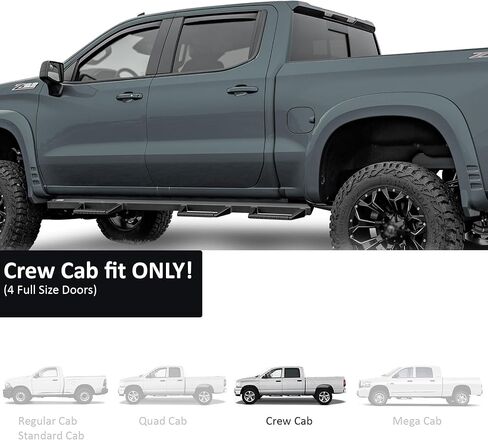 Black Horse Off Road [BHOR in Channel Rain Guards/Wind Deflectors Compatible with 2023-2024 Chevrolet Colorado|2023-2024 GMC Canyon Crew Cab Smoke 4 PCs - 1494218IN in Saudi Arabia