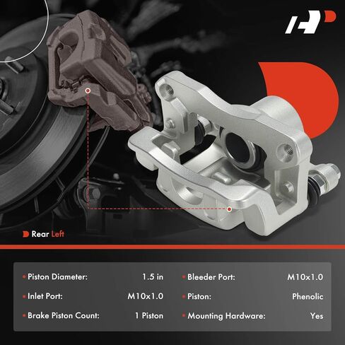 A -Premium Disc -Disc Brake Assembly مع قوس متوافق مع مركبات Hyundai - Santa Fe 2001-2006 - جانب السائق الأيسر الخلفي in Saudi Arabia