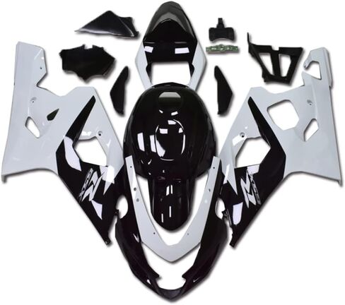 بلاستيك أبيض أسود كامل ملاءمة ل Suzuki 2004 2005 GSXR 600/750 حقن ABS Bodywork New Prefarketment Jit Set 04 05 GSX-R 600 750 in Saudi Arabia