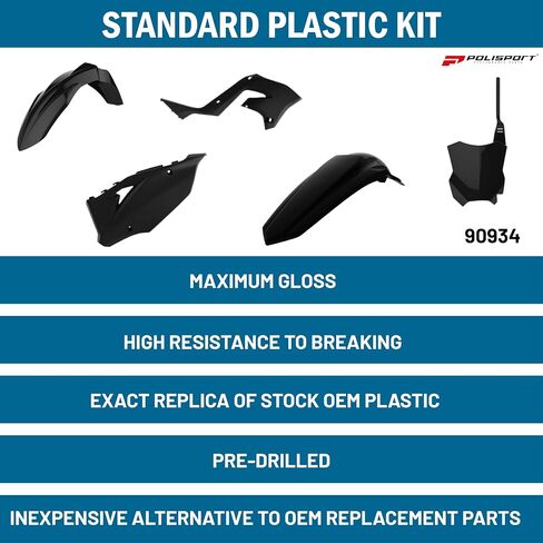POLISPORT MOTOCROSS (MX) طقم إعادة تخطي الكاواساكي KX 125/250 (2003-2008) دراجة الأوساخ-جودة OEM ، متينة ، مرنة ومثالية-أسود-أسود in Saudi Arabia
