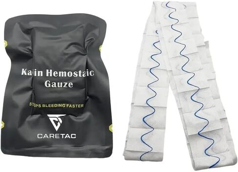 CareTac Advanced Quick Clotting Combat Gauze 3" x 12' – Compressed Hemostatic Z-Folded Wound Packing Medical Gauze with Kaolin for Faster Bleed Stop for Emergency First Aid, Survival & Tactical Gear in Saudi Arabia